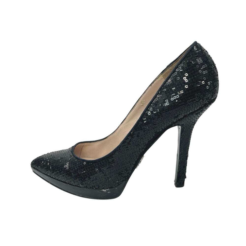 Nine West Love Black Pointed Toe Stiletto Heels Fury Sequins Pump Shoes Size 8.5